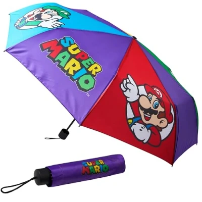 Obrázek Super Mario Kapesní deštník dětský lehký s tlačítkem dárky pro děti, fialová/vícebarevná