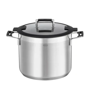Obrázek RÖSLE Zelenina a hrnec na polévku SILENCE PRO, vysoce kvalitní univerzální z ušlechtilé oceli 18/10, 24 cm, skleněná poklice, vnitřní stupnice, vhodný indukci, do myčky, stříbrné barvy