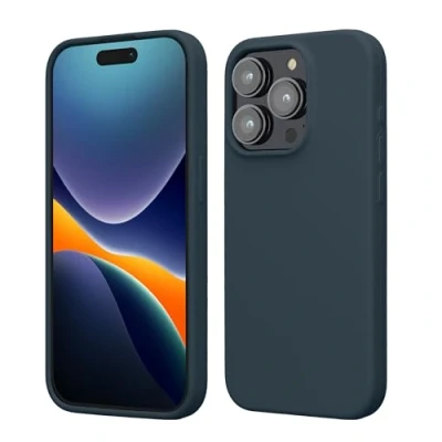 Obrázek kwmobile pouzdro Pro iPhone 15 silikonové na mobil nárazuvzdorné s měkkým povrchem tmavá břidlice
