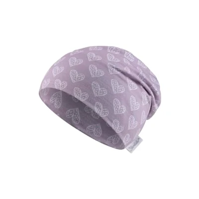 Obrázek Sterntaler Beanie Srdce Ležérní dětská čepice z plamenové příze Jersey s celoplošným potiskem dívky UV ochrana 50+ Baby a děti Přechodná čepice, Šeříková, 51
