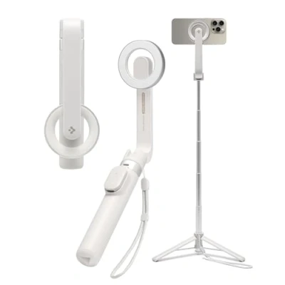 Obrázek Spigen Magsafe Selfie Stick stativ Wondersnap [technologie MagFit] Dálkové ovládání Bluetooth kompatibilní s iPhone 16/15 Pro Max, Samsung Galaxy S24/S23 Dune béžový