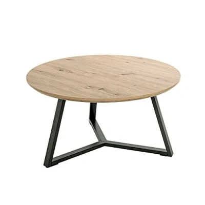Obrázek HAKU Möbel Konferenční stolek dub, černý, MDF, kov rozměry: V 42 cm x Ø 80 cm, styl: moderní