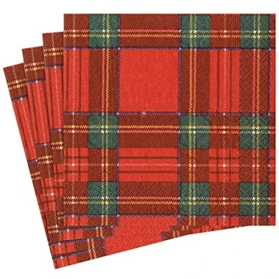 Obrázek Caspari Plaid Party Napkins, Red and Green, (Pack of 20)