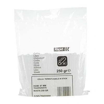 Obrázek Rapid Tavné tyčinky průhledné univerzální, 250 g lepicí 100 mm délka, univerzální lepidlo na topení, pro tavnou pistoli 7
