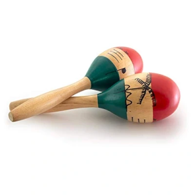 Obrázek World Rhythm MAR56 NT přírodní dřevo Maracas, ručně malované pár Full Size