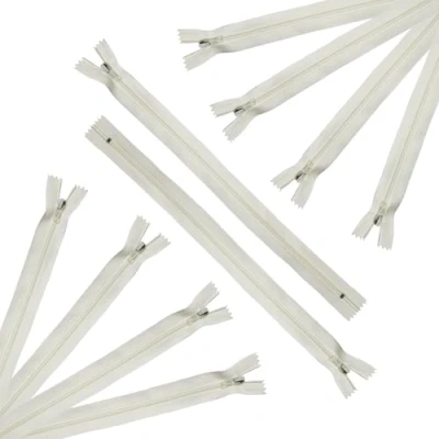 Obrázek Trimz 45 cm Langer Reißverschluss mit 4 mm Zähnen, cremefarben, 10 Stück, Polyester