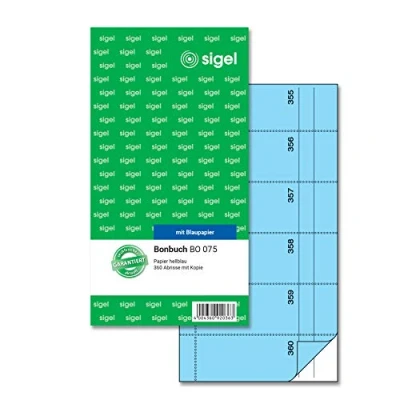 Obrázek SIGEL BO075 Bonbuch Bonblock blok, 360 odtrhánek, modrý, 10,5 x 20 cm, 2 60 listů