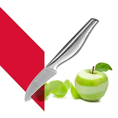Obrázek Nirosta Loupací nůž Swing 19 cm vysoce kvalitní ušlechtilá ocel ostrý v profesionální kvalitě pro loupání ovoce &amp; Co ručně naostřený taper čepel pískovaná protiskluzová rukojeť
