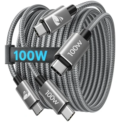 Obrázek kabel USB C na [ 2 kusy 2M+2M ] 100W PD rychlonabíjecí Nylon typ nabíjecí Pro iPhone 16 Max, 15, Samsung S24 S23 S22 S21, iPad Pro, MacBook Pro/Air,