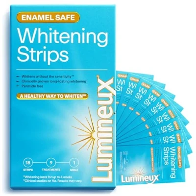 Obrázek Lumineux Teeth Whitening Strips bělení zubů proužky bez peroxidu Bílé zuby Dostanou citlivých certifikováno Netoxické Stripes pro 7x