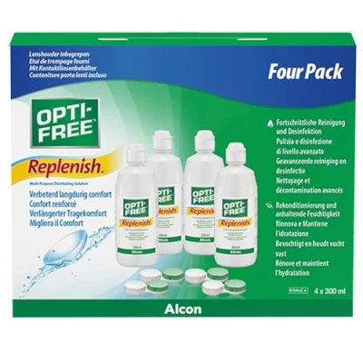 Obrázek Opti Free Replenish prostředek pro péči o kontaktní čočky, systémové balení, 4 x 300 ml