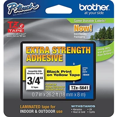 Obrázek Brother Kazeta s popisovací páskou 18 mm žlutá/černá TZe S641