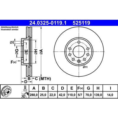Obrázek ATE 24032501191 brzdový kotouč Power Disc