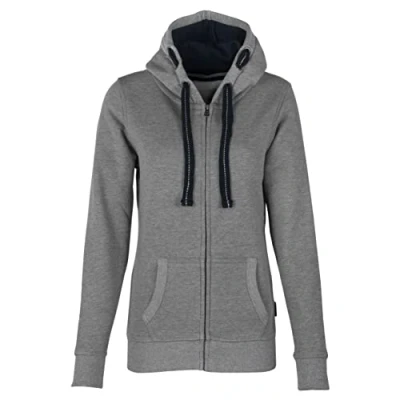 Obrázek HRM dámská mikina s kapucí I Premium bunda kontrastní podšívkou Basic Hoodie se zipem vysoce kvalitní a udržitelné dámské horní díly, Šedá melír