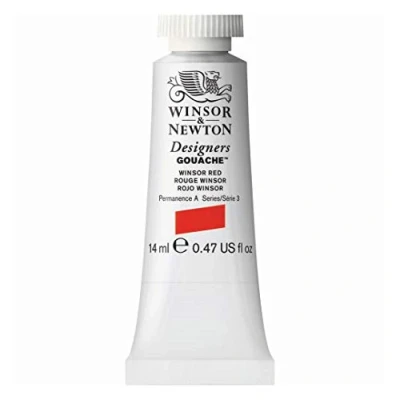 Obrázek Winsor &amp; Newton 605726 Designer Gouache Winsorrot, tuba 14 ml matné krycí barvy kvaše, ideální pro kvašové malby, brilantní, světlostálé s velkou silou