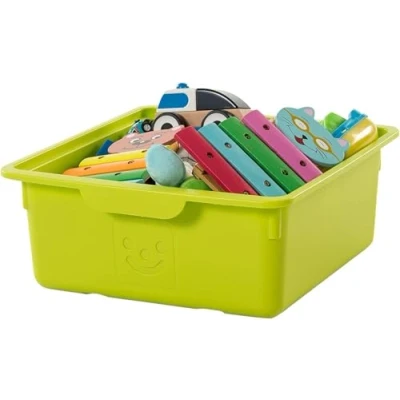 Obrázek Iris Ohyama, Plastový úložný box pro děti, sada 2 ks, 10 l, bez BPA KDL 330 žlutý, stohovatelný, uzavírací klipy Š 33 x H 31,5 V 13,5 cm