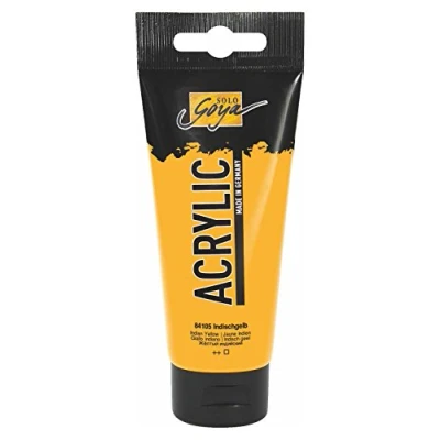 Obrázek KREUL 84105 Solo Goya Acrylic, 100ml tuba v indické žluté, krémově mnohostranně použitelná akrylová barva ve studijní kvalitě, na bázi vody, rychle a matně schnoucí, dobře krycí, voděodolná