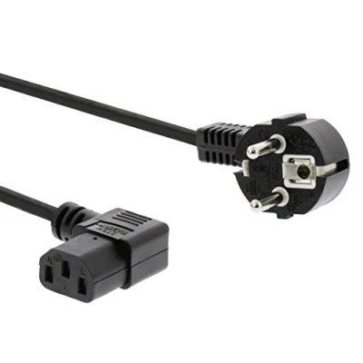 Obrázek PremiumCord Netzkabel 230V 5m, Stromkabel mit Schutzkontakt gewinkelt auf Kaltgerätebuchse C13 gewinkelt, IEC 320, PC 3 Polig, Farbe schwarz