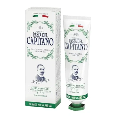 Obrázek Pasta del Capitano 1905, Kuřácká zubní pasta, speciálně vyvinutá pro kuřáky, bojuje proti tvorbě zubního kamene, čerstvá mátová příchuť, 100% Made in Italy, tuba 75 ml