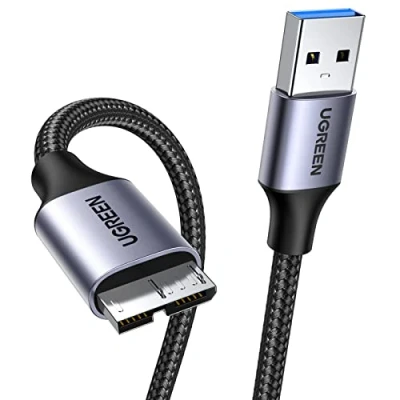 Obrázek UGREEN USB 3. 0 Micro B kabel konektor na datový Pro externí pevné disky Seagate, Toshiba Canvio, Western Digital (WD), My Passport, Galaxy S5, Note 3/ 12. 2 atd.