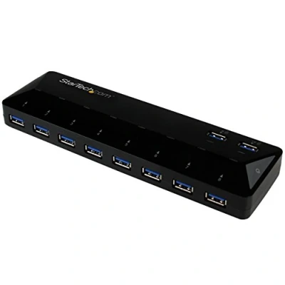Obrázek StarTech.com 10 Port USB 3.0 Hub mit Lade und Sync 2 x 1,5A Ports Desktop Schnelllade Station