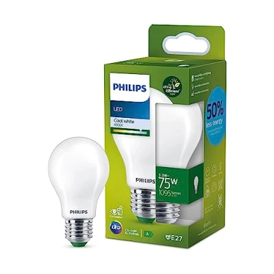Obrázek Ultra účinná žárovka Philips LED Classic E27, s třídou energetické účinnosti A, nahrazuje 75 W, matná, studená bílá