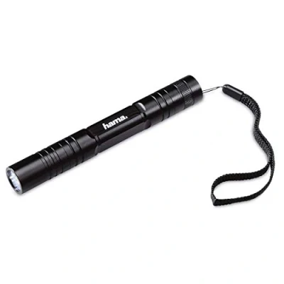 Obrázek Hama LED kapesní svítilna, vytrvalá (nárazuvzdorná lampa pro outdoor, úsporné a extrémně jasné kempinkové světlo, 100 lumenů) černá, 14,7 x 2 cm