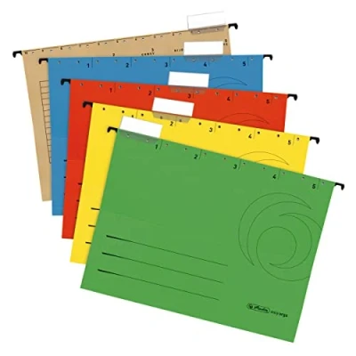 Obrázek Herlitz 5874656 závěsné desky A4 UniReg barevně tříděné 5 ks kraftový karton, 230 g/m2