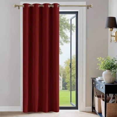 Obrázek PONY DANCE Závěsy do obývacího pokoje s oky 1 kus V 210 x Š 132 cm termo závěs ochrana proti chladu zatemňovací neprůhledný očka vánoční záclony dětského dívky, červená