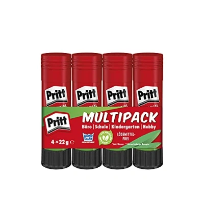 Obrázek Pritt Lepidlo, bezpečné a dětské kutilské lepidlo pro umění práce, silné do školy kanceláře, 4 x 22 g tužka