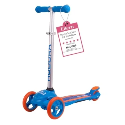 Obrázek HUDORA Scooter Flitzkids 2.0 I Stabilní dětská koloběžka s velkou nášlapnou plochou výškově nastavitelný a přenosný mini tříkolový skútr do 50 kg z hliníku pro děti