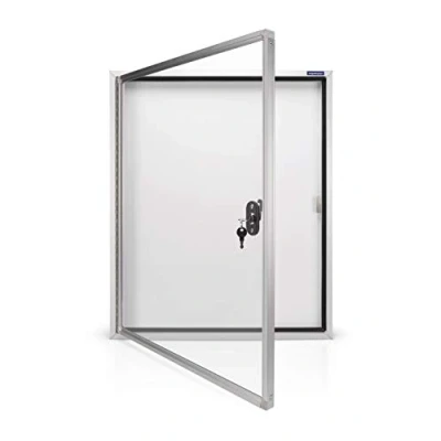 Obrázek magnetoplan Schránka CC, 4 x A4, další velikosti volitelné s bezpečnostním sklem pro venkovní použití, bílá/hliník/šedá