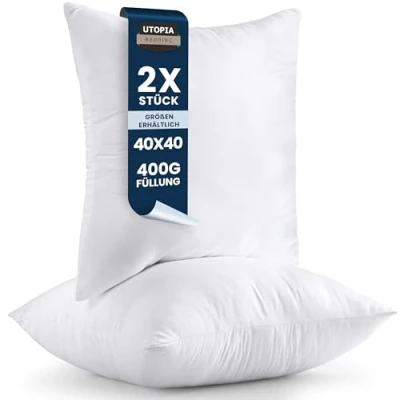 Obrázek Utopia Bedding Sada 2 ks výplní polštáře 40 x cm, vnitřní polštář výplň na pohovku (bílá)