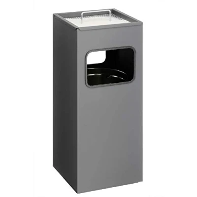 Obrázek Durable Kovový koš na papír s popelníkem, vyjímatelný vnitřní a popelník, hranatý, antracitový, 333158