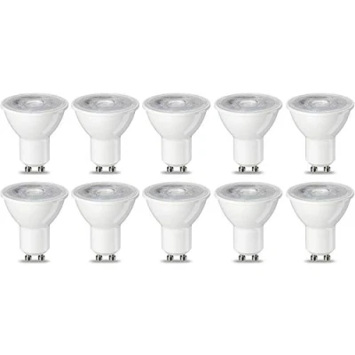Obrázek Amazon Basics Světelný zdroj LED, GU10 body, 4,7 W (odpovídá žárovce 50 W), teplá bílá, nestmívatelná, 10 kusů (balení 1 ks)