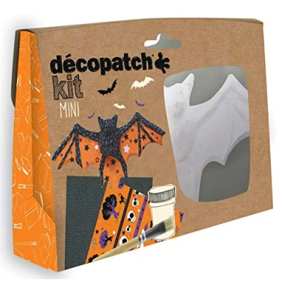 Obrázek Décopatch KIT019O sada pro kutily netopýr z papírmaše (ideální Halloween a děti, 3,5 x 19 13,5 cm) oranžová, černá