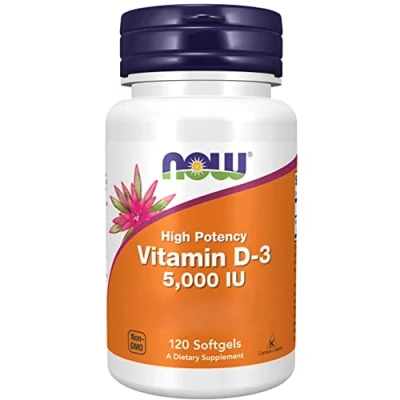 Obrázek Now Foods vitamin D3 Depot, 5 000 IU., 1 kapsle každých dní, cholekalciferol z lanolinu, 120 měkkých tobolek, laboratorně testováno, bez lepku, sóji, genetického inženýrství, D