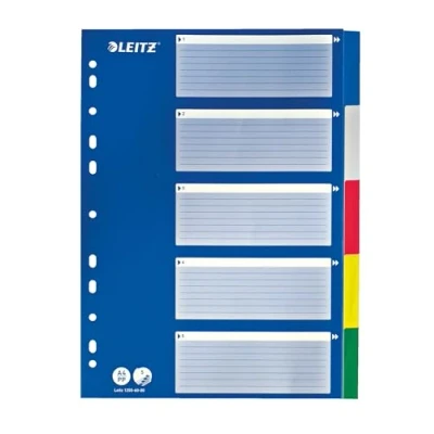 Obrázek Leitz Rejstřík pro formát A4, titulní list z kartonu a 5 dělicích listů s tabulkami plastu, vícebarevný, 12556000