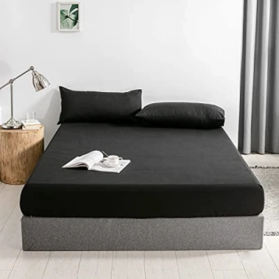 Obrázek Good Nite napínací prostěradlo 140 x 200 cm černé polyesterové 30 extra hloubka kapesní měkké a prodyšné Lze prát v pračce