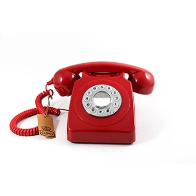 Obrázek GPO 746 Retro telefon s pevnou linkou ve stylu 70. let patentovým autentickým vyzváněcím tónem červený