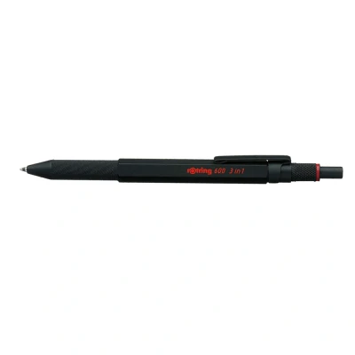 Obrázek rOtring 600 3 in 1 Schreibgerät mit Kugelschreiber und Druckbleistift 2 feinen Spitzen (schwarze rote Tinte) Spitze (0,5 mm Mine) Schwarz