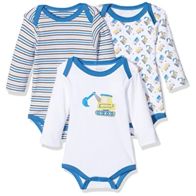Obrázek Schnizler Baby chlapecké body 1/1 rukáv balení 3 ks bagr, 900 modrá