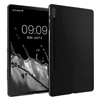 Obrázek kwmobile Ochranné pouzdro kompatibilní se Samsung Galaxy Tab S8+ Plus/Galaxy S7+ Plus silikonové na tablet Cover Case vysoký lesk černé