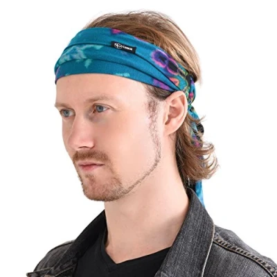 Obrázek CHARM Tie Dye čelenka hippie elastická bandana bohémská pokrývka hlavy pro muže A ženy, psychedelický květinový vzor 60&#039;S 70&#039;S Retro Boho