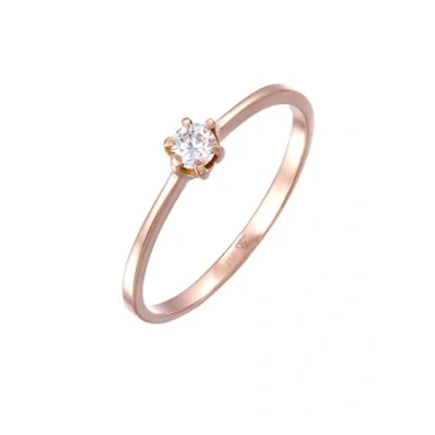Obrázek Elli DIAMONDS prsten dámský solitérní zásnuby s diamantem (0,11 ct.) v barvě růžového zlata 750, Mincovní stříbro, Diamant