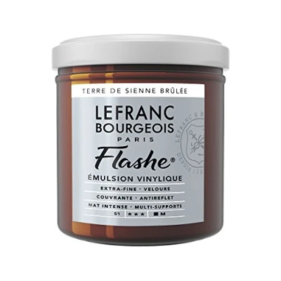 Obrázek Lefranc Bourgeois 300487 Flashe akrylová barva &amp; vinylová barva, vysoce pigmentovaná, elastická, stálá na světle, odolná proti stárnutí, matná, pro vnitřní i venkovní použití, květináč 125 ml Siena vypalovaná