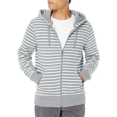 Obrázek Amazon Essentials Herren Fleece Kapuzenpulli mit durchgehendem Reißverschluss (erhältlich in den Größen Big &amp; Tall), Grau Meliert Streifen, S