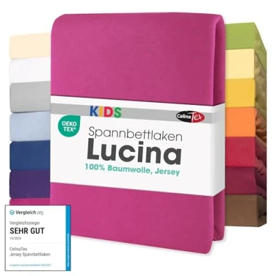 Obrázek dětské napínací prostěradlo CelinaTex, bavlněný žerzej mnoho barev samostatně nebo v sadě na matrace 60 x 120 až 70 140 cm Lucina Minis, Tmavorůžová, 60x120 70x140