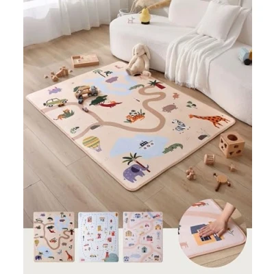 Obrázek Mrakoměkká hrací podložka Baby 160 x 120 1,5 cm dětský pokoj koberec s vysoce kvalitní paměťovou pěnou rohož pro batolata protiskluzovou spodní stranou autokoberec děti, koberec,