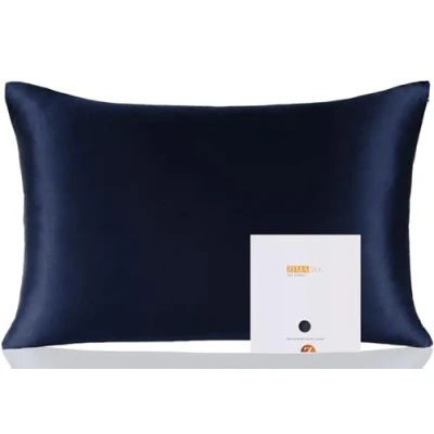 Obrázek ZIMASILK Povlak na polštář, 100% mulberry hedvábí, 19 momme kůži a vlasy, obou stranách, 1 kus, námořnická modř, standard 50 x 75 cm